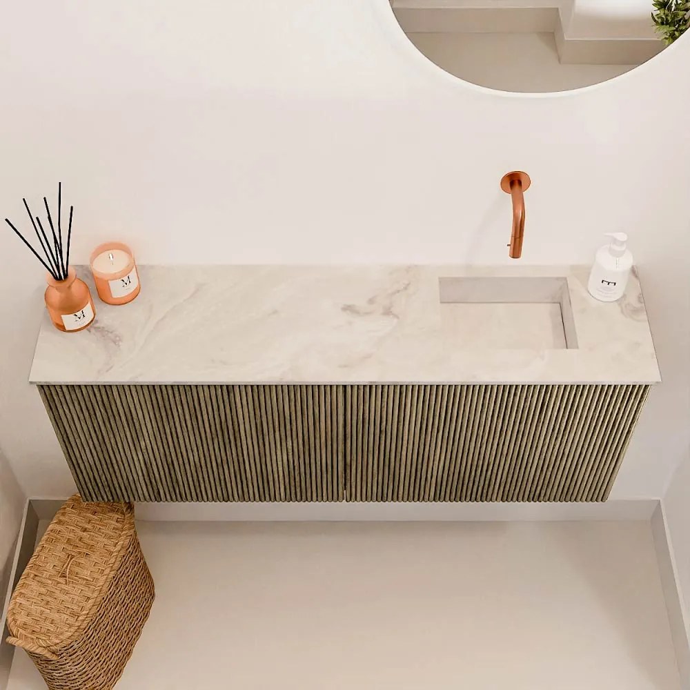 Mondiaz Joya DLux 100cm toiletmeubel dusk met wastafel faye rechts zonder kraangat frappe