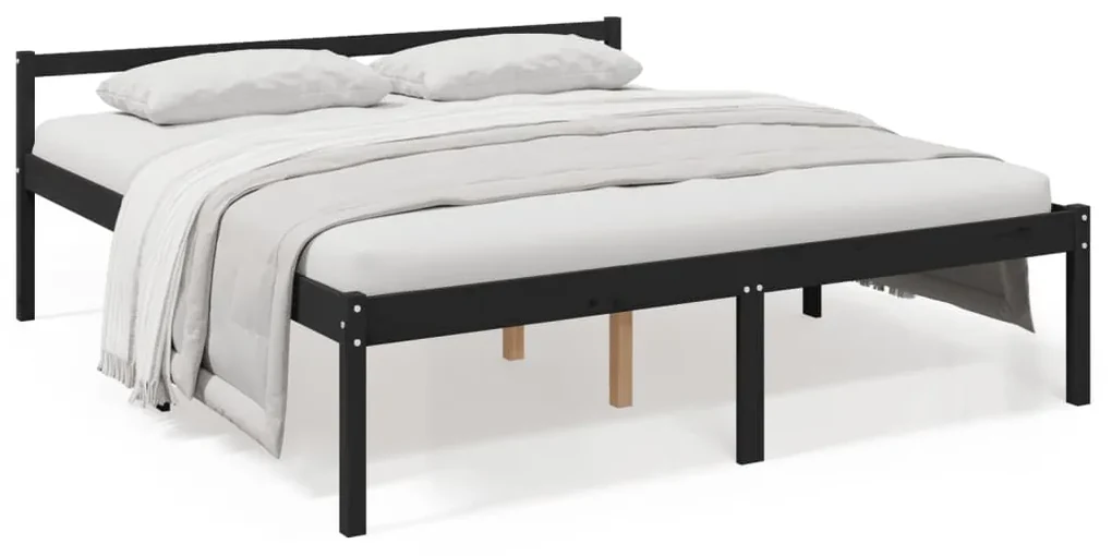 vidaXL Bedframe massief grenenhout zwart 180x200 cm 6FT super king