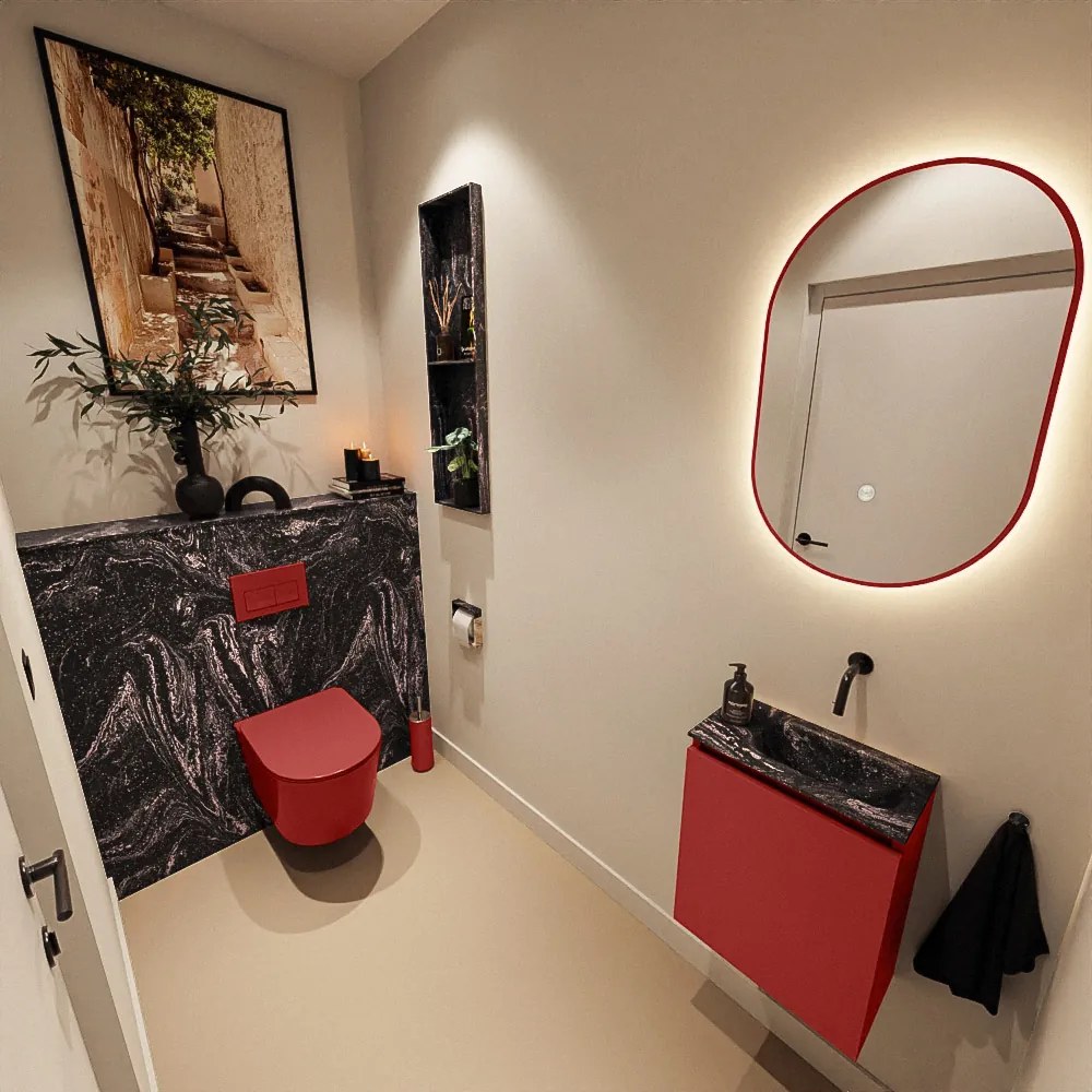 Mondiaz Ture DLux toiletmeubel 40cm fire met wastafel lava rechts zonder kraangat