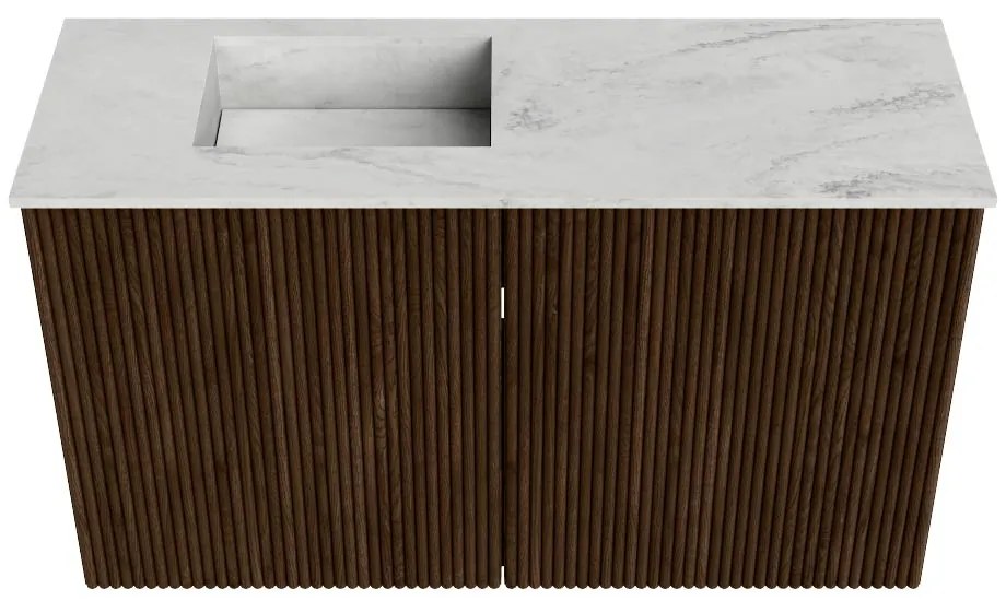 Mondiaz Joya DLux 70cm toiletmeubel walnut met wastafel faye links zonder kraangat opalo