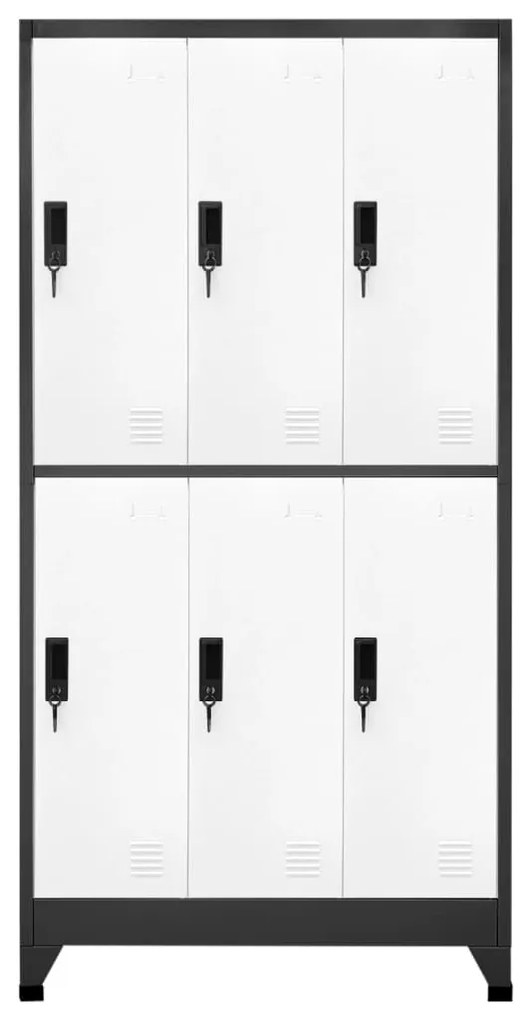 vidaXL Lockerkast 90x45x180 cm staal antracietkleurig en wit