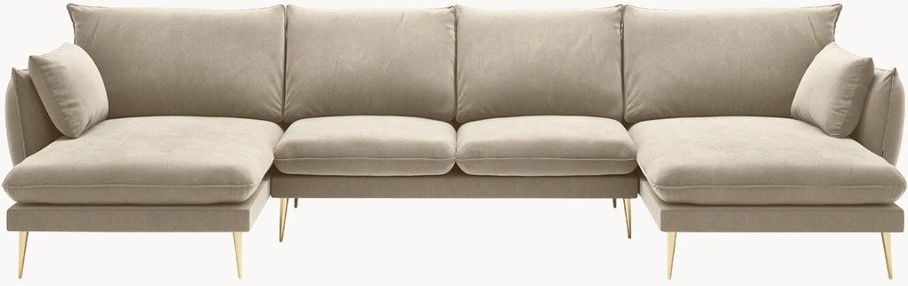 Panoramische fluwelen bank Elio (6-zits)