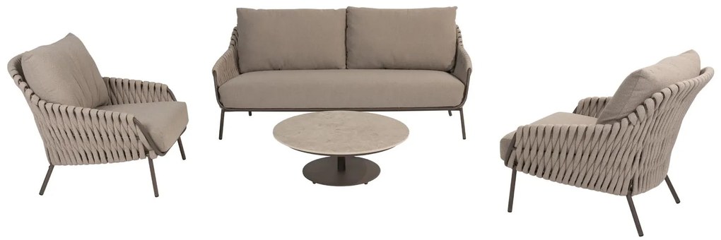 4 Seasons Outdoor Boaz loungetafel terre met blad Ø 80 cm (H 30 cm) SALE Loungetafel bruin weerbestendig