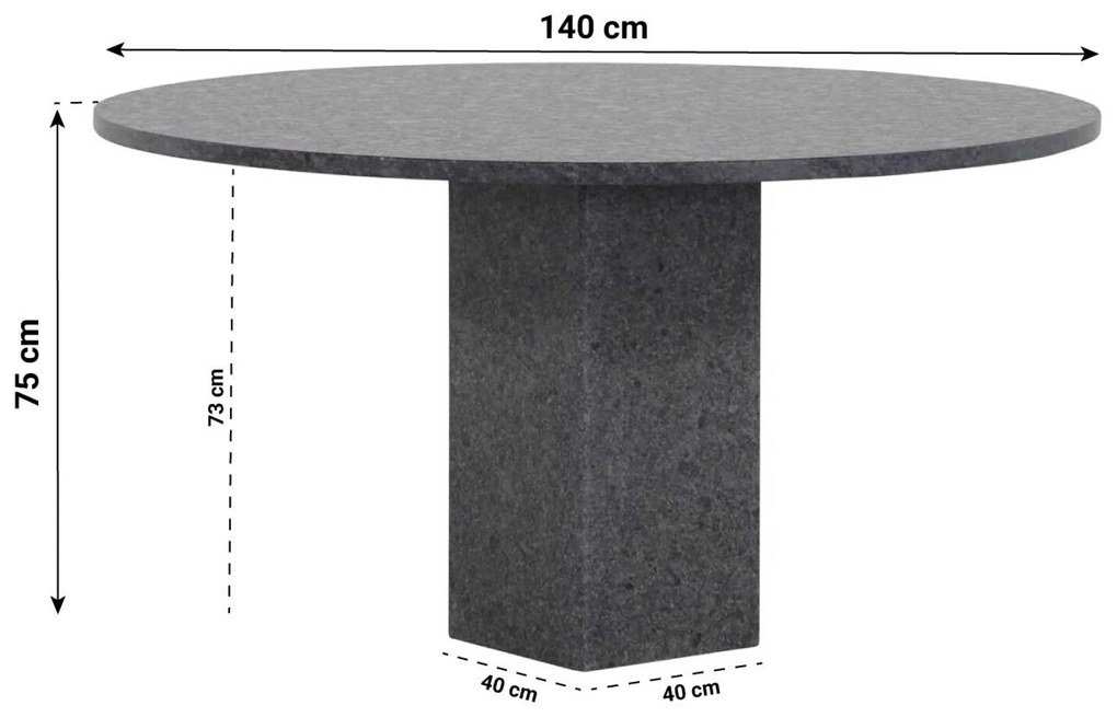 Dining Tuintafel rond 140 cm Graniet Grijs