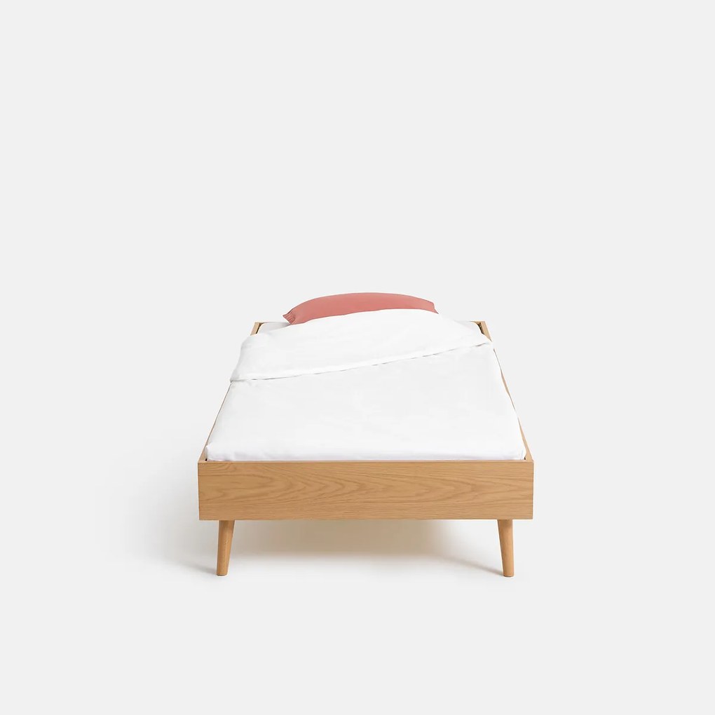 Bed met lattenbodem, van eikenfineer, MIJI