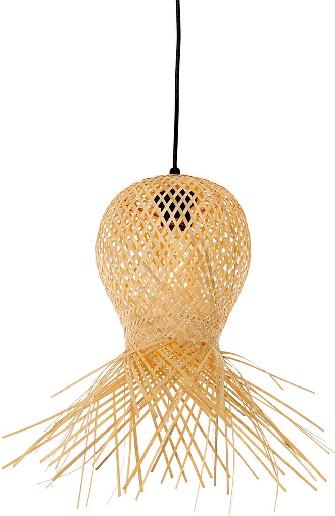 Oosterse buiten hanglamp bamboe 3-lichts IP44 - CarlosOosters E27 IP44 Buitenverlichting rond
