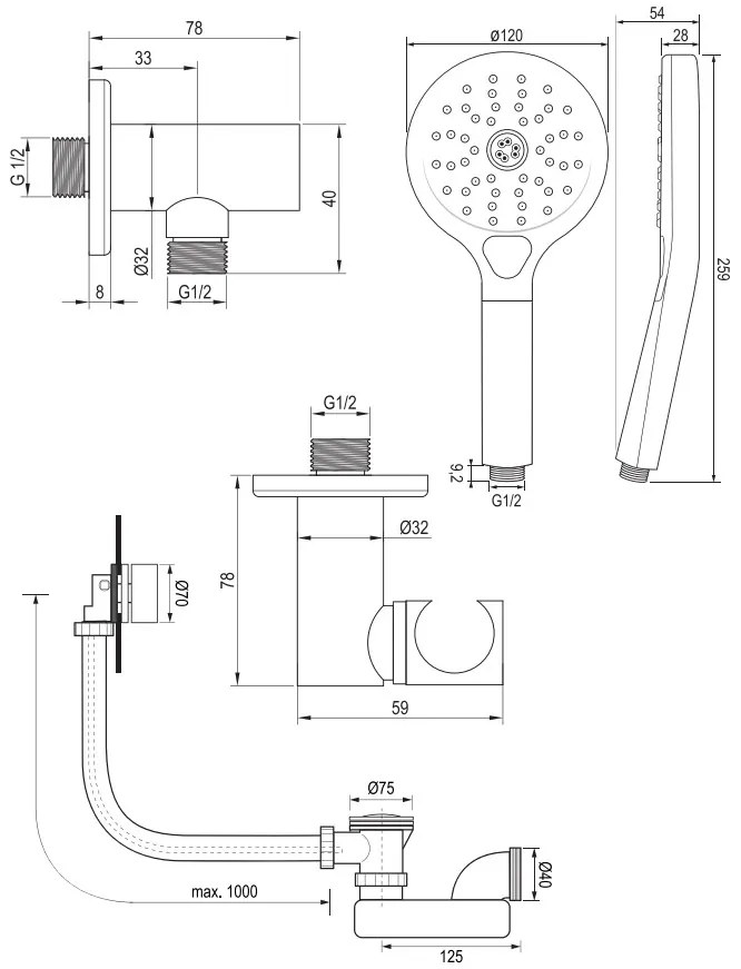 Brauer Gunmetal Carving inbouw badkraan met badvulcombinatie en 3 standen handdouche gunmetal geborsteld PVD