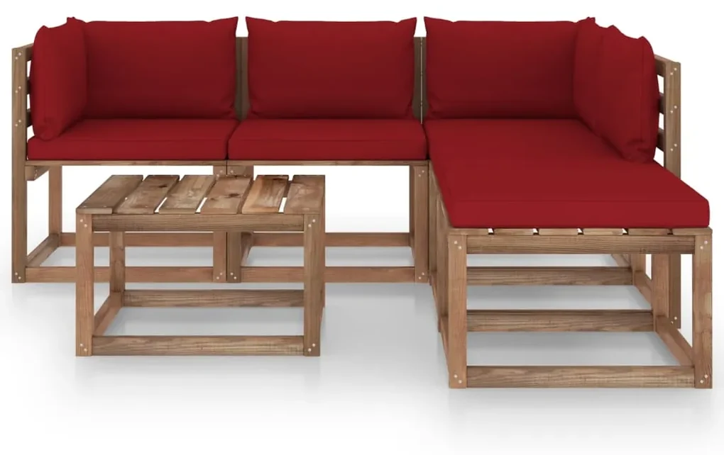 vidaXL 6-delige Loungeset pallet met kussens geïmpregneerd grenenhout