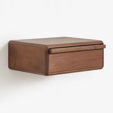 Pack Van 2 Zwevende Rechthoekige Nachtkastjes 40x30 Cm Van Acaciahout Nordilan Donker Acaciabruin - Sklum