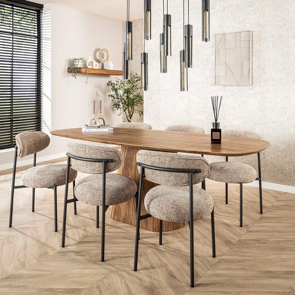 Eettafel Hout Met Ribbelpoot 215 Cm - 215 X 105cm.