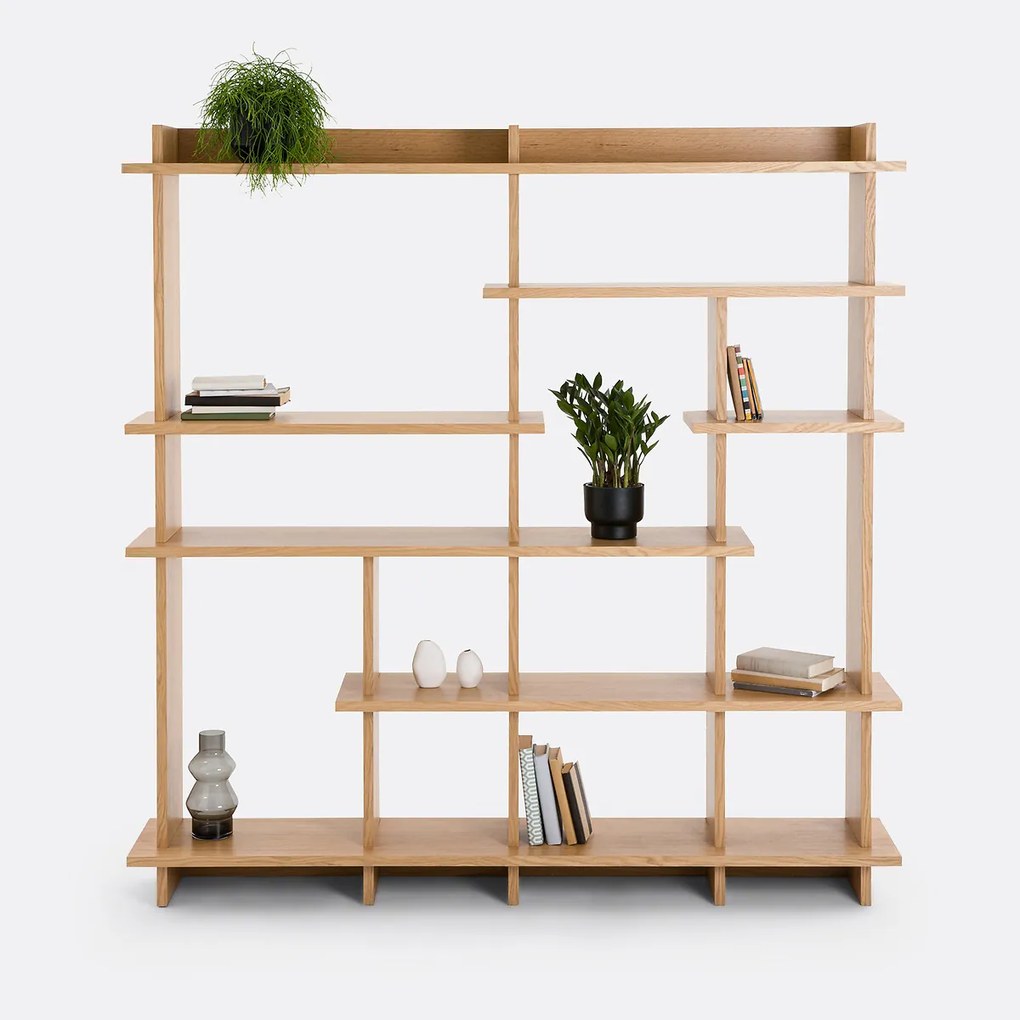 Asymmetrische boekenkast, eikenfineer, Orga