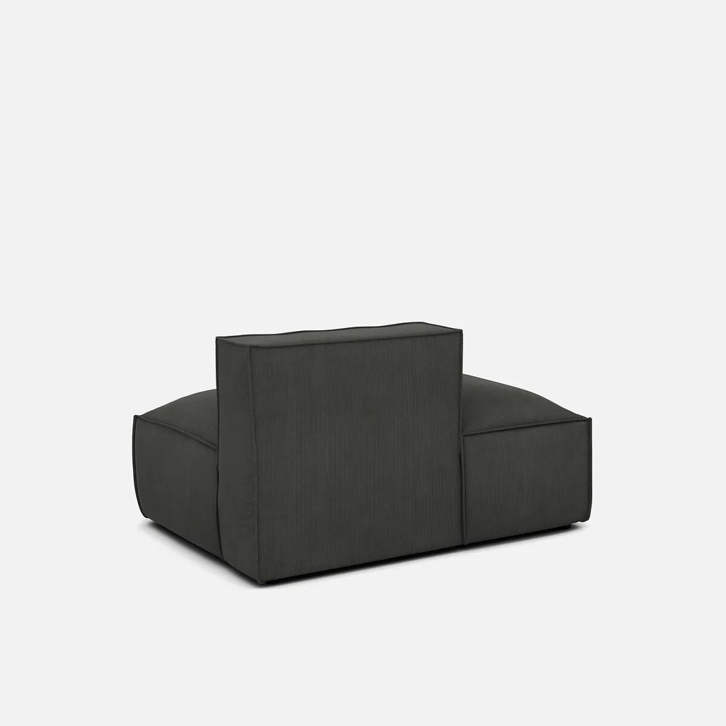 Links chaise longue-element voor modulaire bank, in ribfluweel, Seven