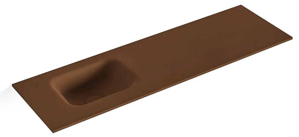 MONDIAZ LEX Rust solid surface inleg wastafel voor toiletmeubel 100cm. Positie wasbak links