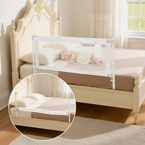 VEVOR Bedhek, bedhek met versterkte ijzeren buis en Oxford-stof, in hoogte verstelbaar kinderbedhek, kinderbedhek, valbeveiliging voor kinderbed, stapelbed, 150 x 68-89 cm
