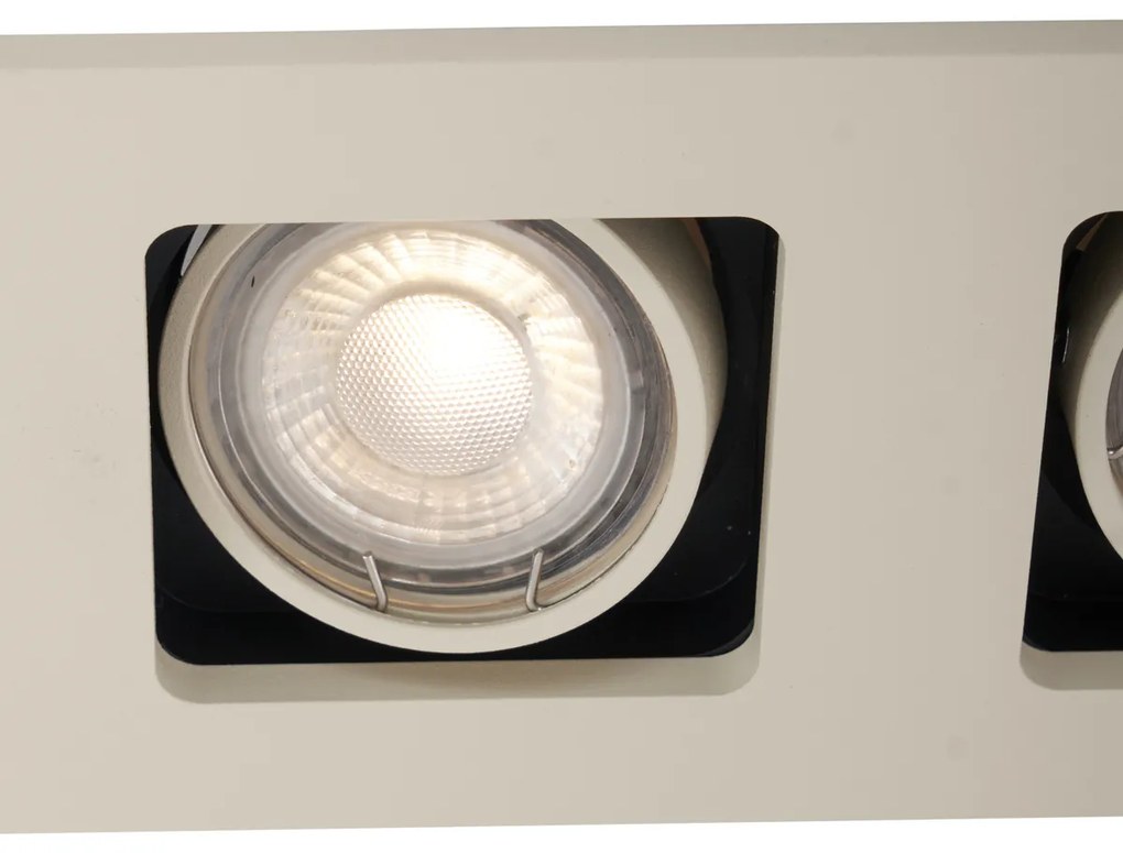 Set van 6 Moderne inbouwspot beige GU10 50mm draai- en kantelbaar 2-lichts - Qure GU10 Binnenverlichting Lamp