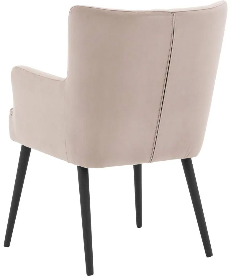 Goossens Eetkamerstoel Rob lichtgrijs velvet stof met armleuning, urban industrieel