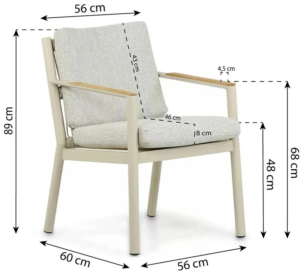 Picknick Set 6 personen 260 cm Aluminium/rope Taupe Coco Sevilla/Superior