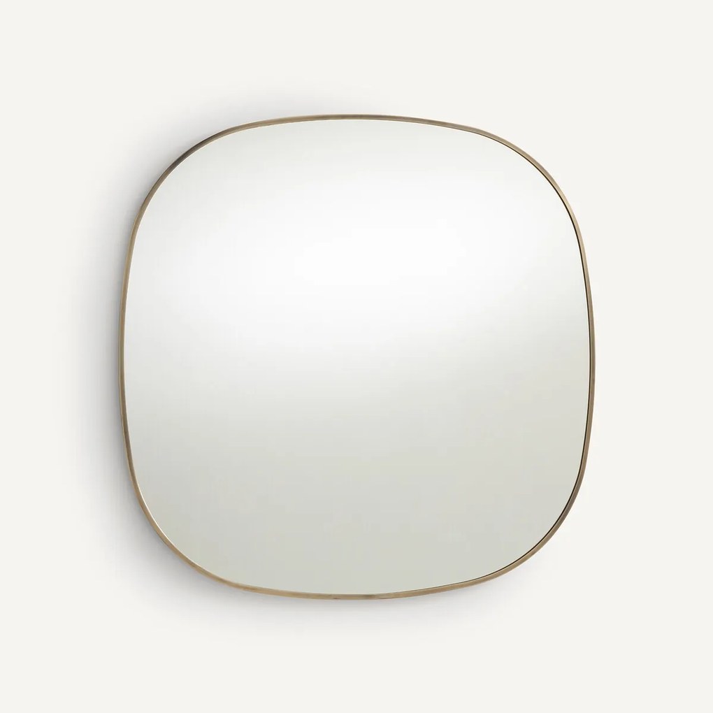 Spiegel in ijzermetaal, verouderde messing, H80 cm, Caligone