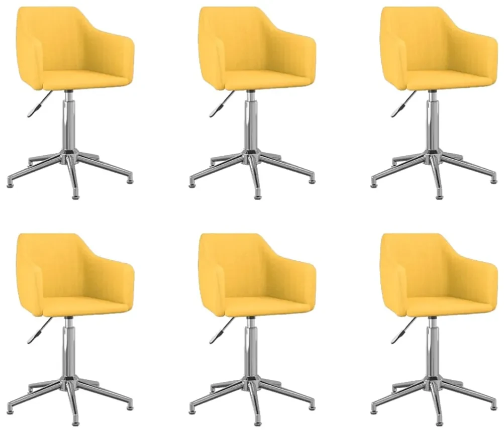 vidaXL Eetkamerstoelen draaibaar 6 st stof geel