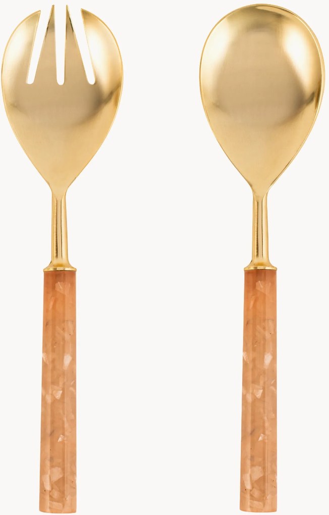 Saladebestek Speckle van edelstaal, 2-delig