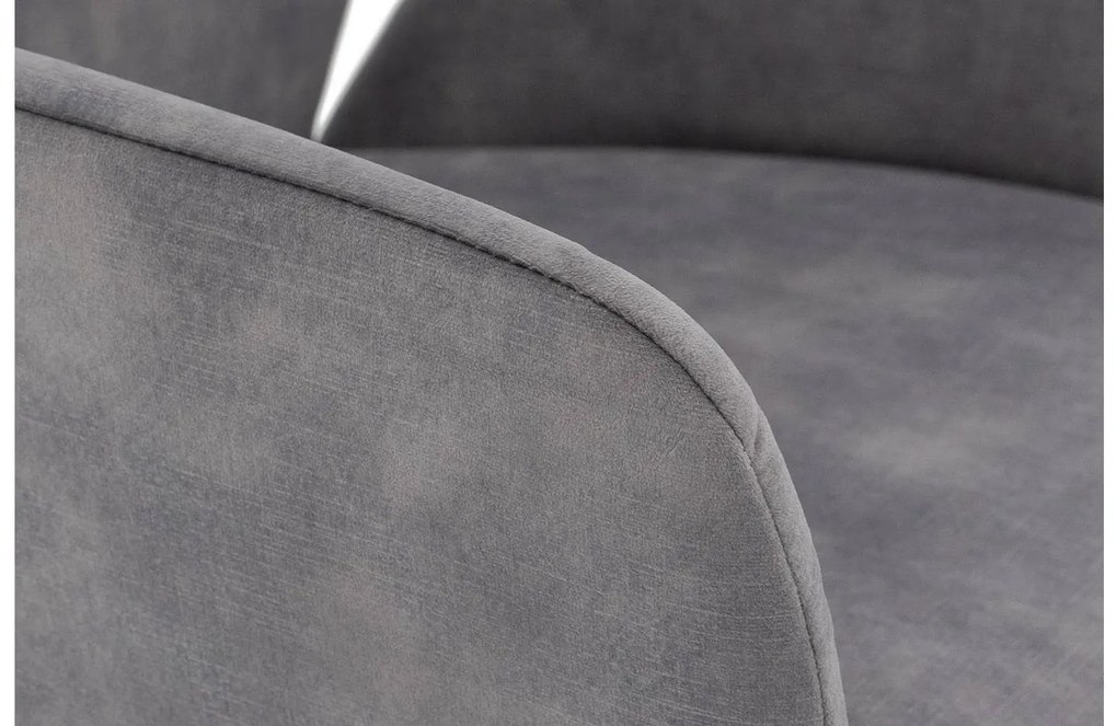 Goossens Eetkamerstoel Hera grijs velvet stof met armleuning, modern design