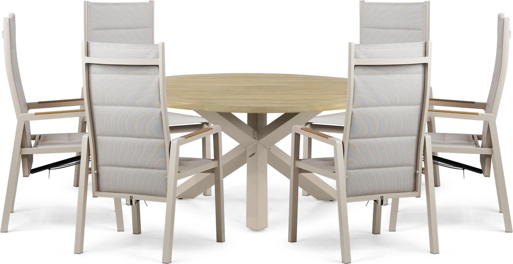 Tuinset Ronde Tuintafel 6 personen 160 cm Aluminium Taupe Lifestyle Garden Furniture Essence/Rockville