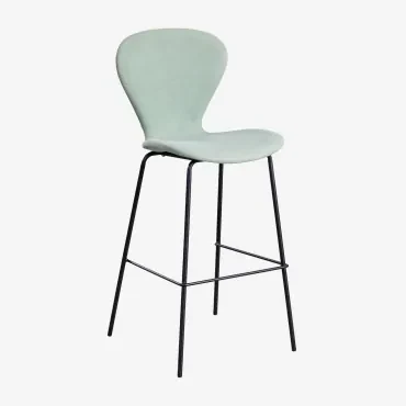 Uit Gestoffeerde Hoge Kruk Celadon & ↑75 Cm & Zwart - Sklum