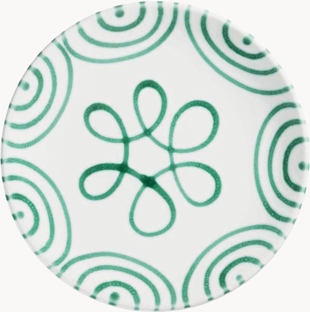 Handgemaakt dessertbord Green Flamed