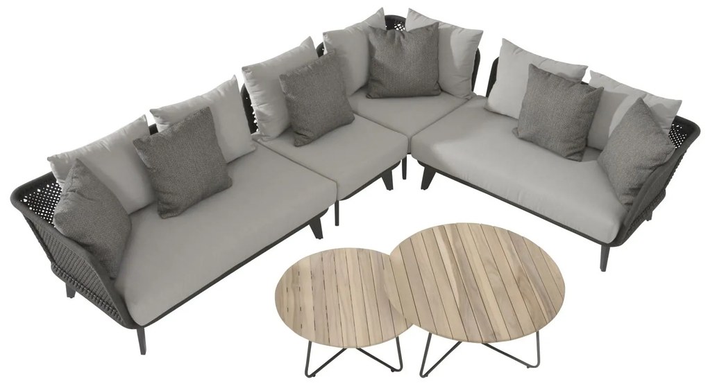 4 Seasons Outdoor Belize Loungeset rechts met Axel bijzettafels SALE  Loungeset    antraciet weerbestendig