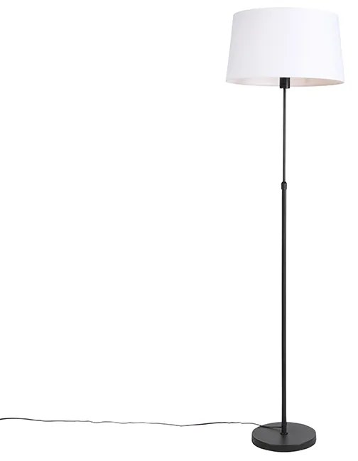 Vloerlamp zwart met witte linnen kap 45 cm verstelbaar - Parte