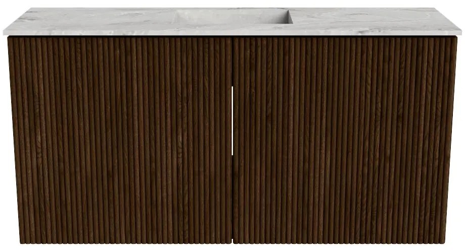 Mondiaz Joya DLux 80cm toiletmeubel walnut met wastafel faye midden zonder kraangat glace