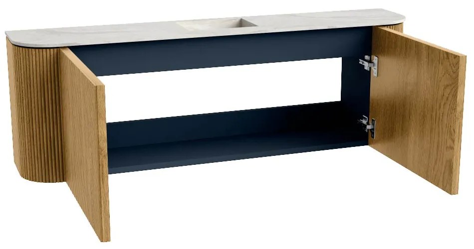 Mondiaz Joya DLux 125cm toiletmeubel ronding links/rechts oak met wastafel faye midden 1 kraangat opalo