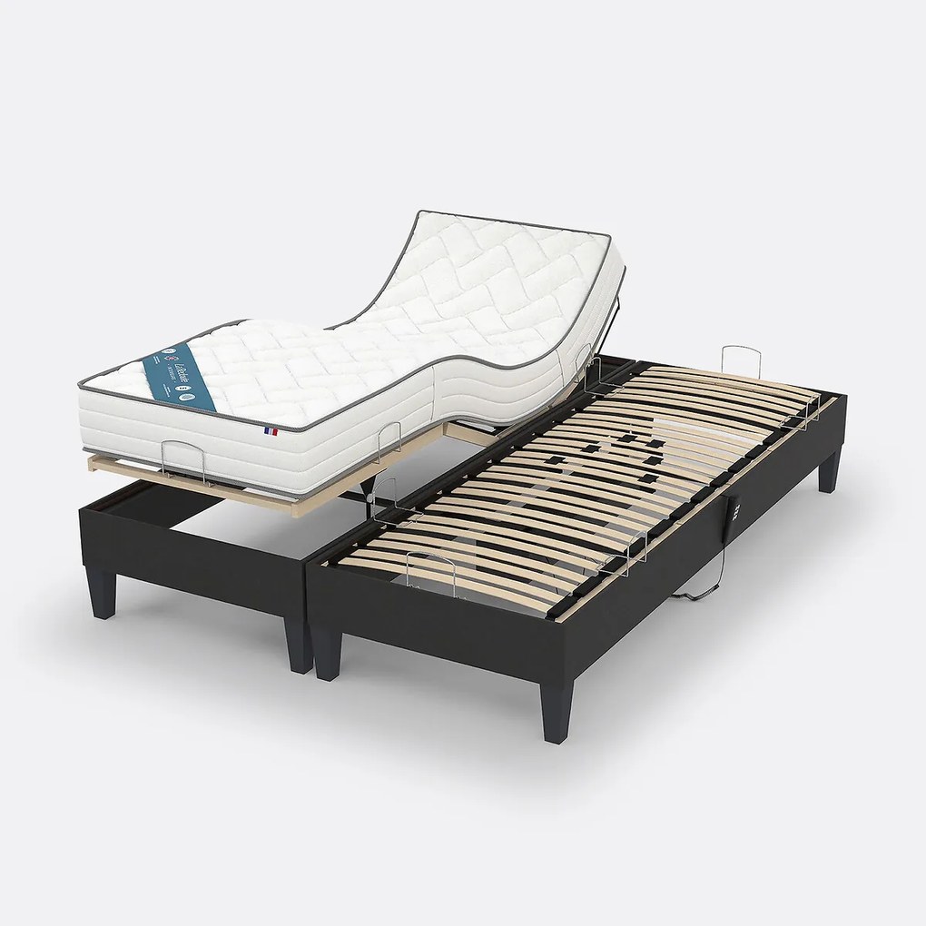 Elektrisch ensemble. met latten met deco stof, latex matras