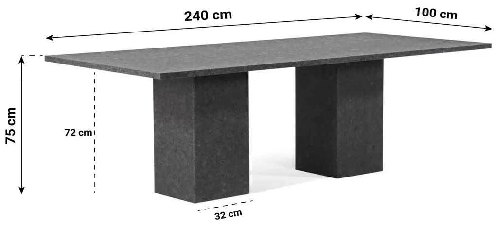 Dining Tuintafel rechthoekig 240 x 100 cm Graniet Grijs