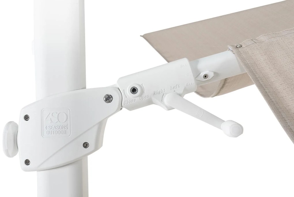 4 Seasons Outdoor Siesta PREMIUM 300 x 300 cm parasol zand doek met wit frame Parasol   houtkleur weerbestendig