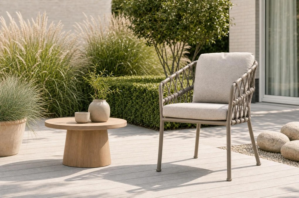 Tuinset Ronde Tuintafel 6 personen 158 cm Rope Taupe Santika Furniture Santika