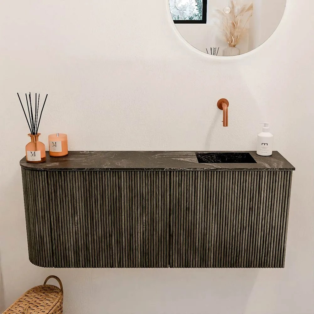 Mondiaz Joya DLux 100cm toiletmeubel ronding links shadow met wastafel faye rechts zonder kraangat lava