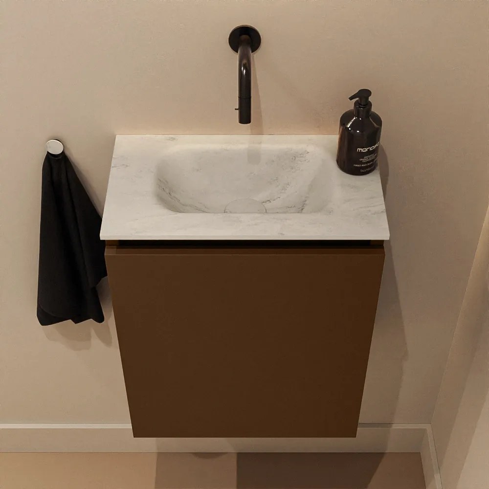 Mondiaz Ture DLux toiletmeubel 40cm rust met wastafel opalo midden zonder kraangat