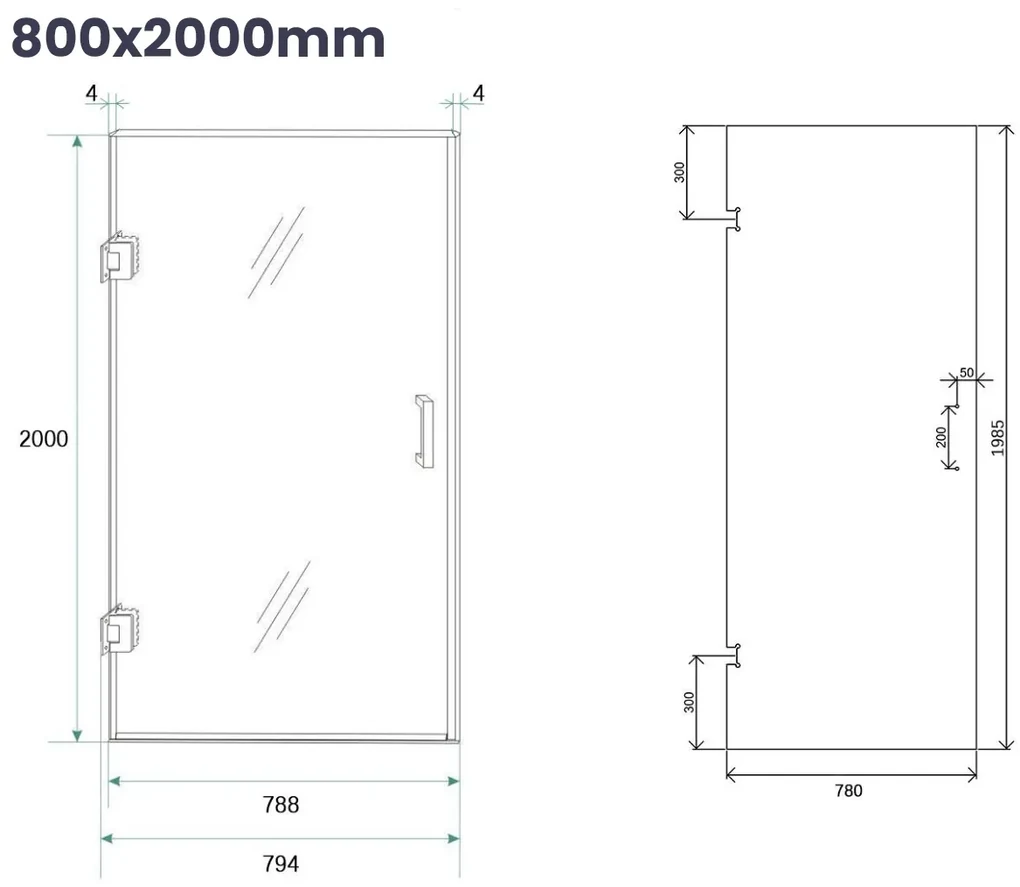 Saniclear Modern Brass rookglas douchecabine 100x80cm met 80cm deur anti-kalk geborsteld messing