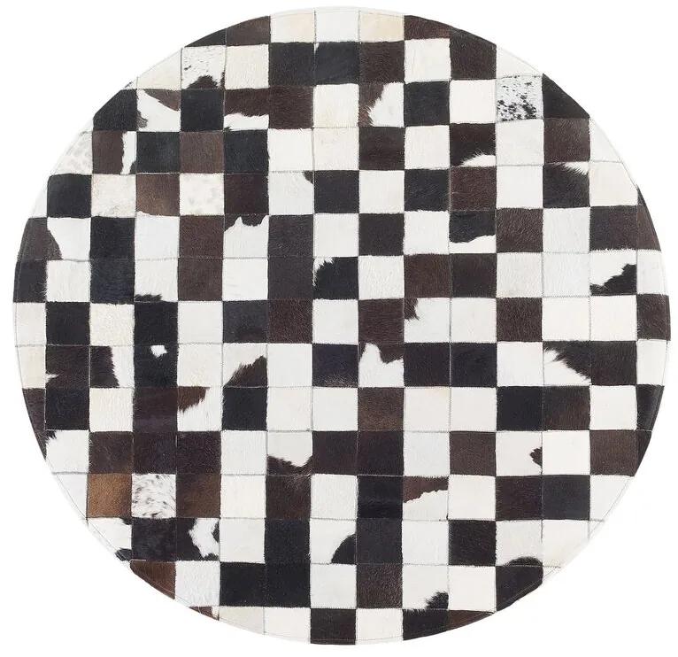 Vloerkleed zwart/wit ⌀ 140 cm BERGAMA Beliani