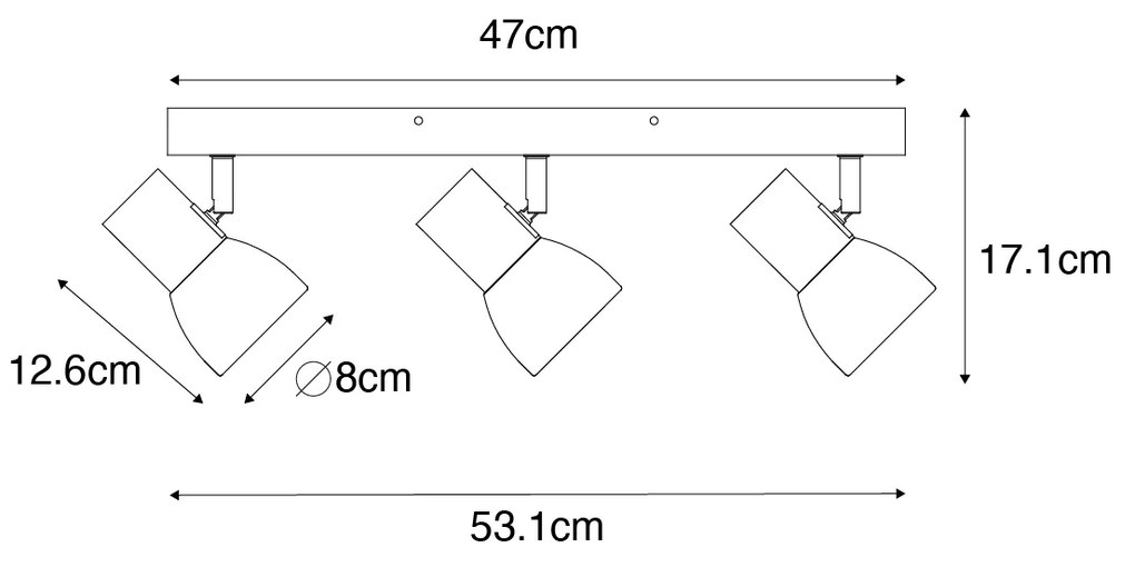 PlafondSpot / Opbouwspot / Plafondspot hout met wit verstelbaar 3-lichts - Thorin Landelijk / Rustiek E14 Binnenverlichting Lamp