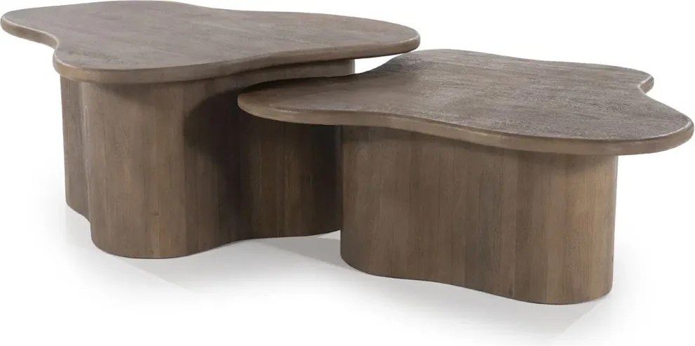 Scandinavische Salontafel Set Mangohout Bruin - 75 X 75cm.