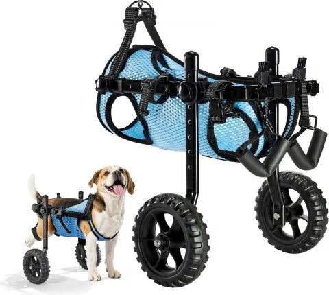 VEVOR Hondenrolstoel voor achterpoten, Verstelbare rolstoel voor huisdieren, Lichtgewicht hondenkar met schokabsorberende wielen, Loophulpmiddel voor gehandicapte, verlamde en gewonde honden tot 10 kg, S