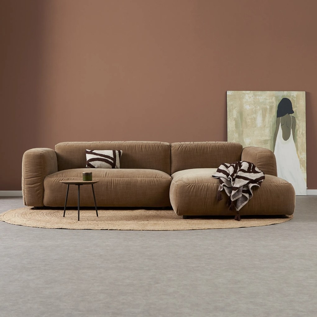 Beige Hoekbank Met Chaise Longue Rechts