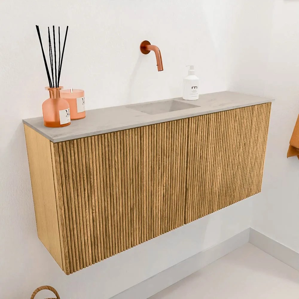 Mondiaz Joya DLux 90cm toiletmeubel oak met wastafel faye midden zonder kraangat opalo