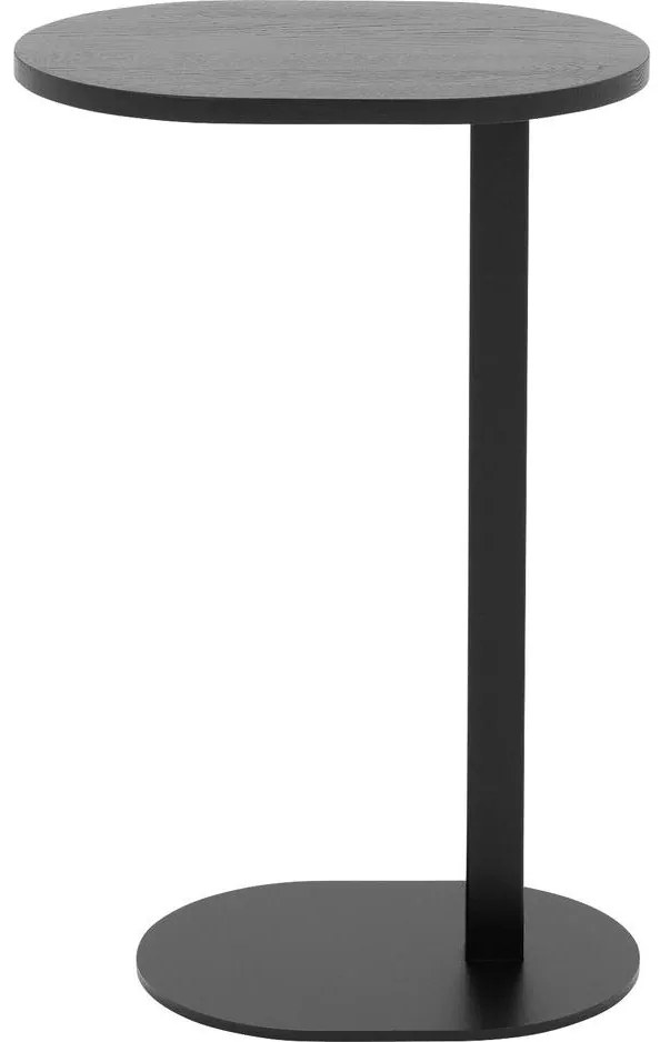 Goossens Nachtkastje Oval, Voet ovaal metaal ral 9005 zwart, blad massief eik