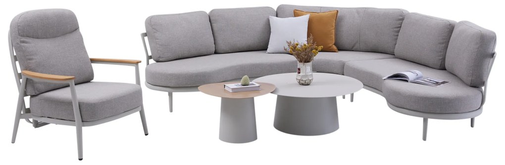 Savanna organische loungeset 6 delig aluminium latte