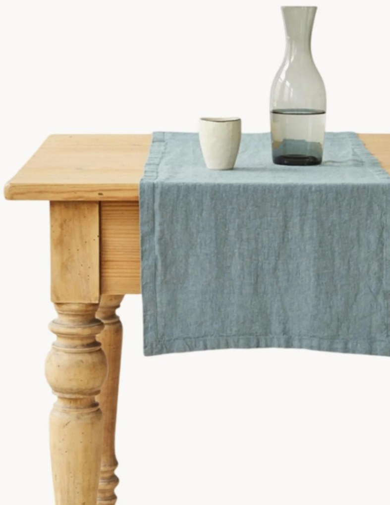 Linnen tafelloper Blue Fog