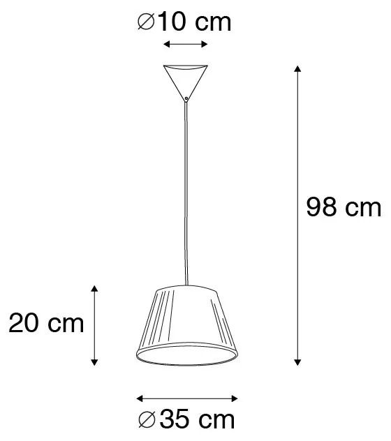 Stoffen Retro hanglamp wit 35 cm - Plisse Retro E27 rond Binnenverlichting Lamp