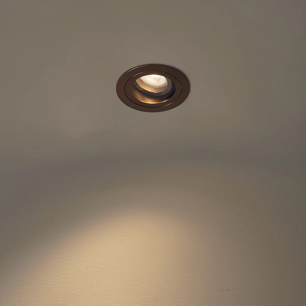 Moderne inbouwspot donker brons draai- en kantelbaar IP44 - Chuck